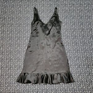 7 For All Mankind Silk Ruffle Black Dress